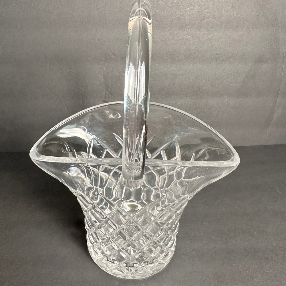 Crystal Basket Diamond Cut Glass Basket Weave Vase‎ Home Decor Table Centerpiece